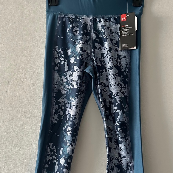 Women's Heat Gear Compression Cropped Leggings In Blue - Picture 1 of 5